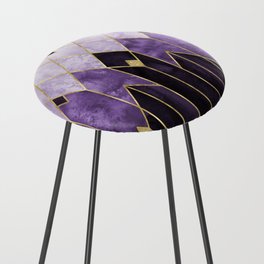 Gold Diamonds Purple Nights Art Deco Geometric - Modern Pattern Counter Stool