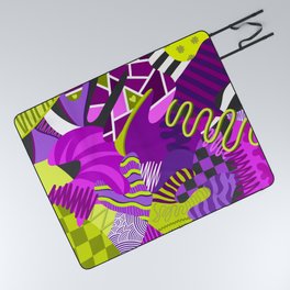 Abstract geometric colorful pattern with green and purple tones Picnic Blanket