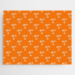 Orange And White Palm Trees Pattern Jigsaw Puzzle