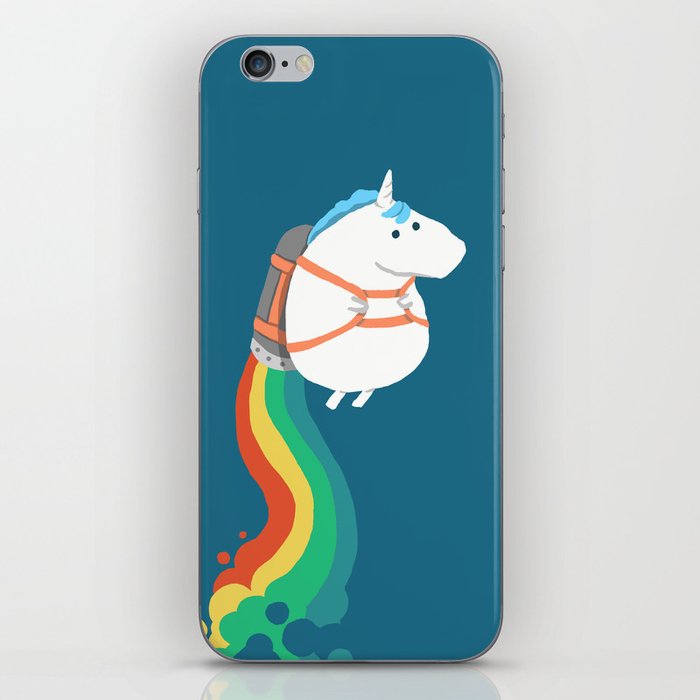 Fat Unicorn on Rainbow Jetpack iPhone Skin