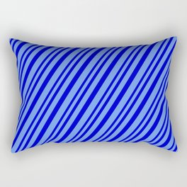 [ Thumbnail: Blue & Cornflower Blue Colored Lined Pattern Rectangular Pillow ]