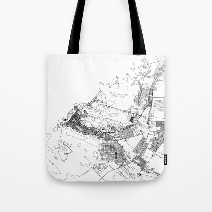 Abu Dhabi White Map Tote Bag by multipliCITY Society6