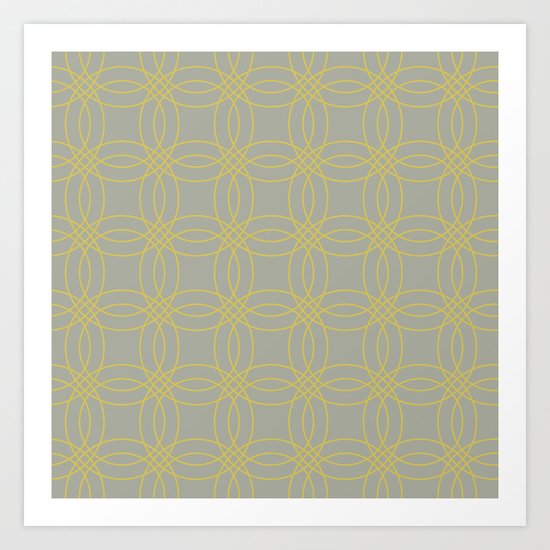 Simply Vintage Link in Mod Yellow on Retro Gray Art Print