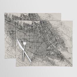 San Jose, USA - Black and White City Map - Minimal Aesthetic Placemat