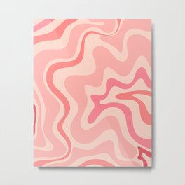 Retro Liquid Swirl Abstract in Soft Pink Metal Print | Cool, Vibe, Groovy, Tie Dye, Painting, Pattern, Psychedelic, Digital, Kierkegaard Design, Trendy 