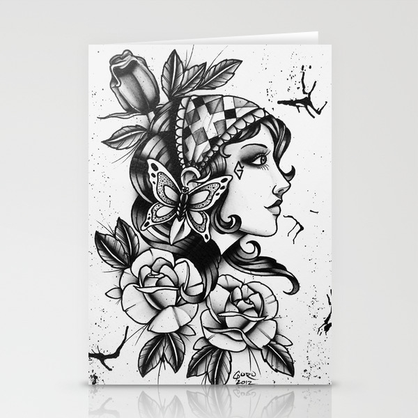 Gipsy Girl Tattoo Stationery Cards By Gurumarques Society6