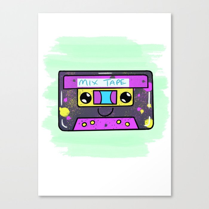 Kawaii Retro Cassette Tape Canvas Print