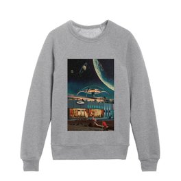 a Postcard from year 2346 Kids Crewneck