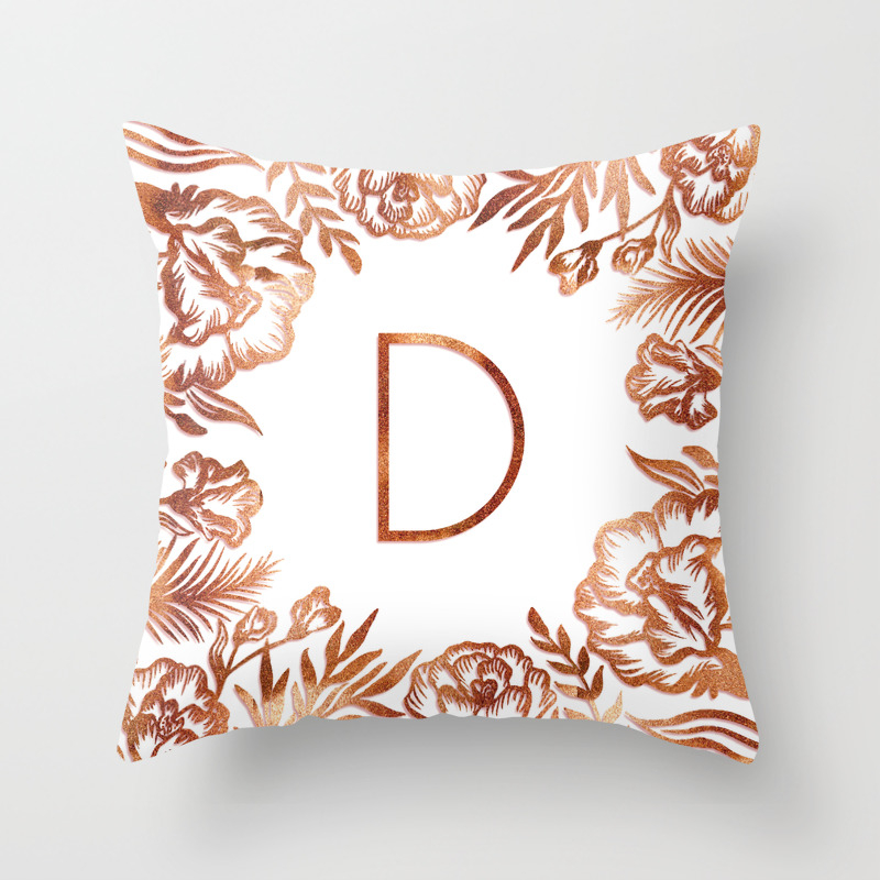 Letter D Faux Rose Gold Glitter Flowers Throw Pillow By Ekaterinac Society6