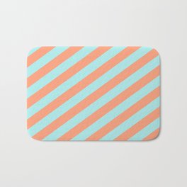 [ Thumbnail: Turquoise & Light Salmon Colored Pattern of Stripes Bath Mat ]
