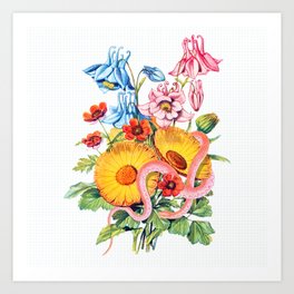 Victorian Floral Paper Collage no 4 Art Print