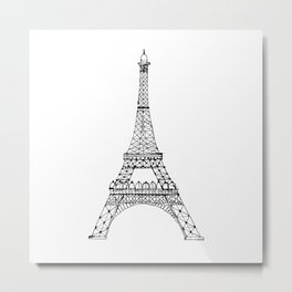 Eiffel Tower Metal Print | Illustration, Architecture, Black and White 