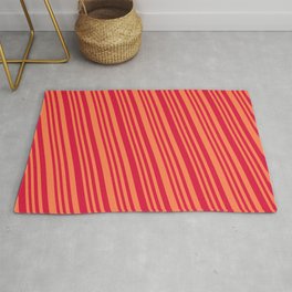[ Thumbnail: Crimson & Coral Colored Lines/Stripes Pattern Rug ]