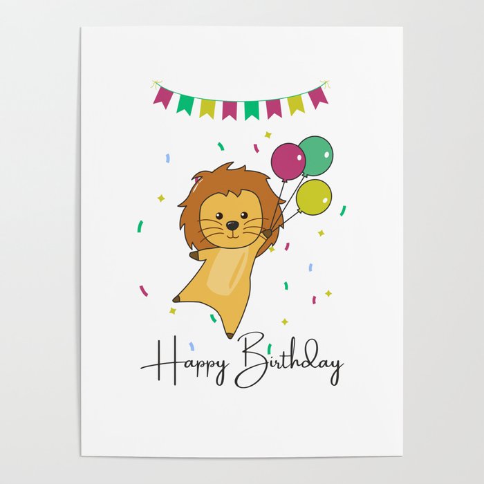 Lion Wishes Happy Birthday To You Lions Poster