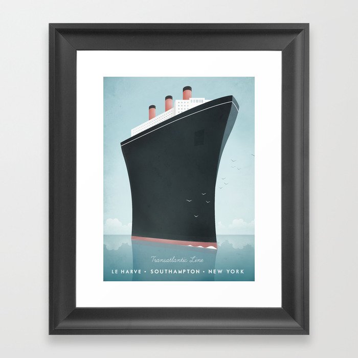 Vintage Travel Poster - Cruise Ship Framed Art Print