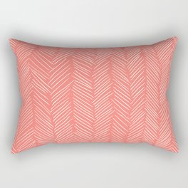 Living Coral Herringbone Happiness Rectangular Pillow