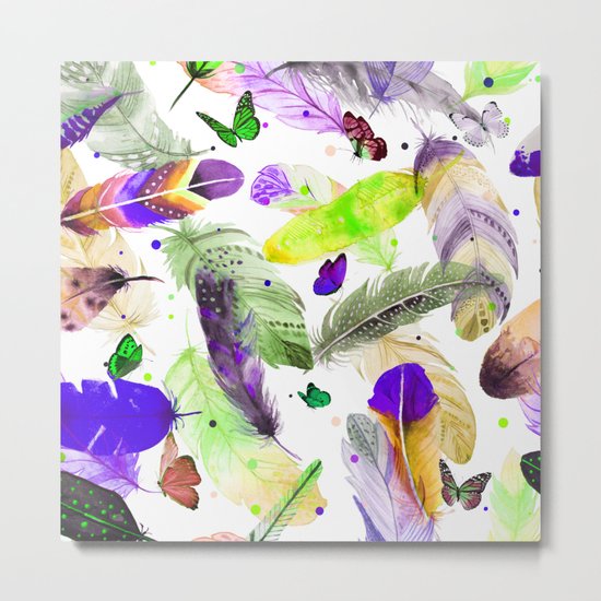feathers and butterflies Metal Print