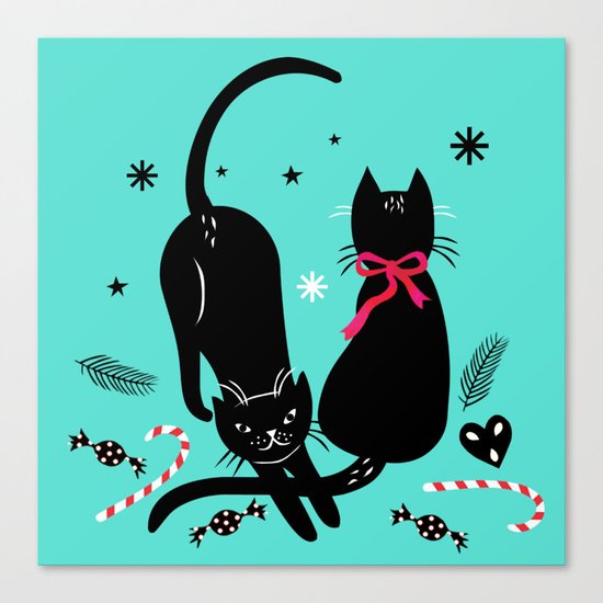 Two black cats Canvas Print