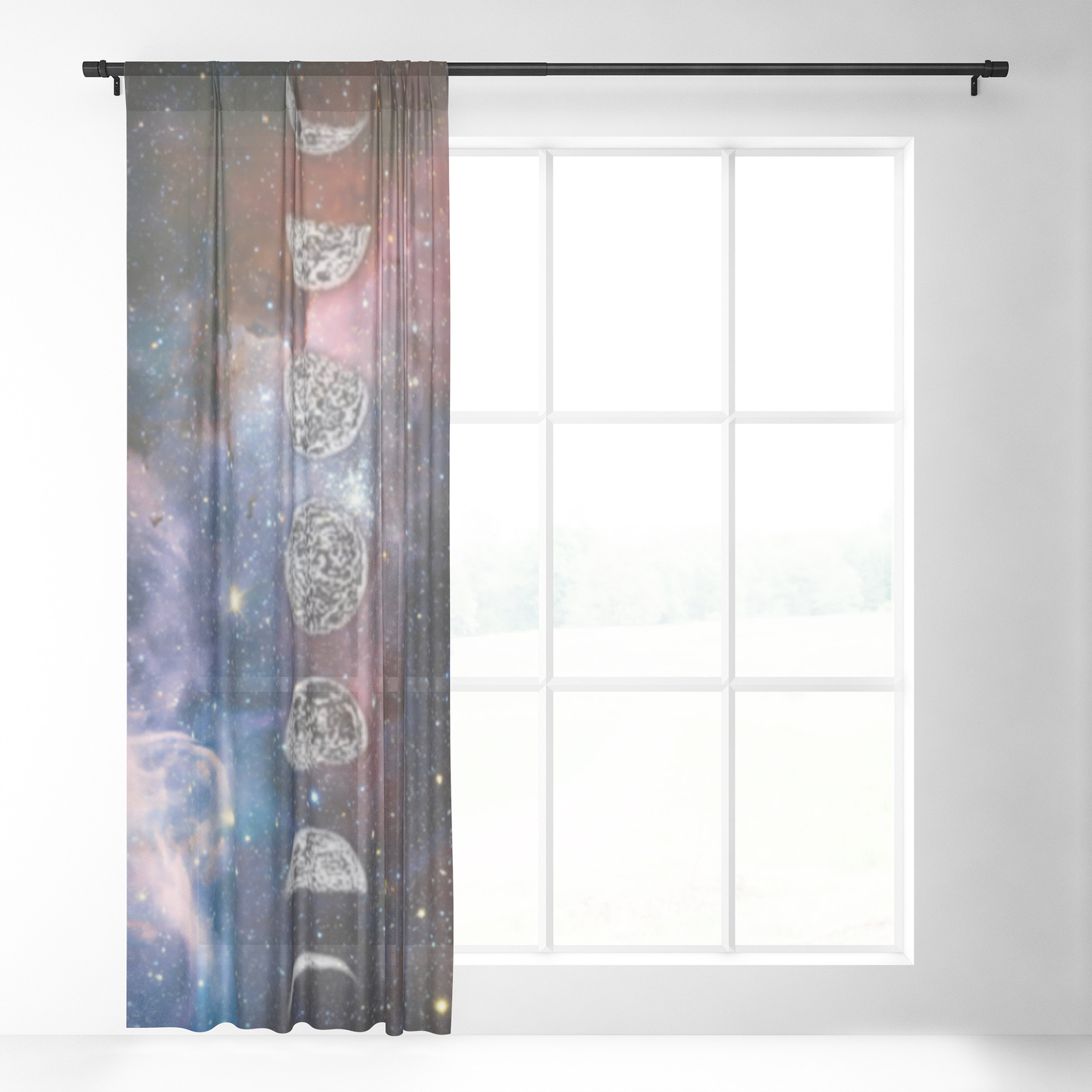 Celestial Fireworks Space Window Curtain Space Decor Psychedelic Art Single or Double Panel Galaxy Curtain Sheer or Black Out Fabric