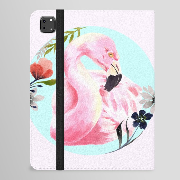 Flowered  Flamingo iPad Folio Case
