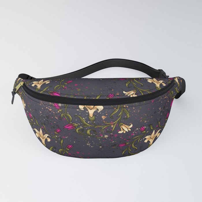 Decorative lily flower pattern, hand-drawn floral purple Fanny Pack