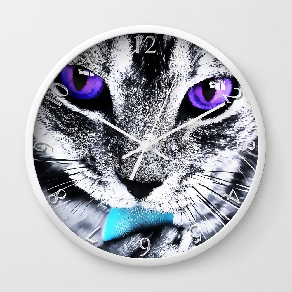 Purple Eyes Cat Wall Clock By Augustinet Society6