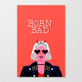 Born bad funny devil woman rocker girl print cartoon Canvas Print