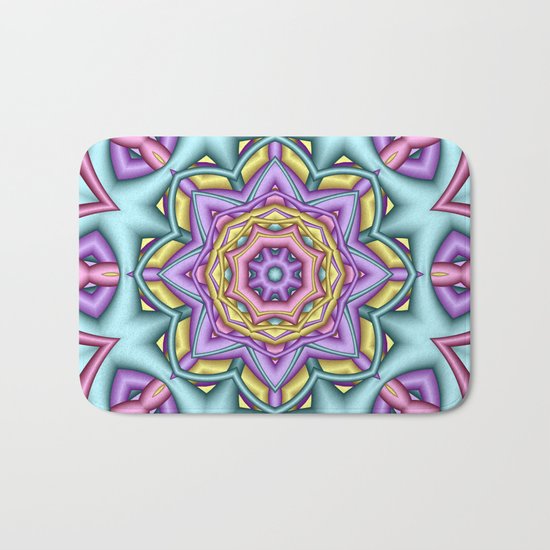 Pastel floral fantasy kaleidoscope Bath Mat