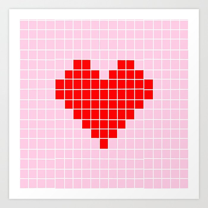 Heart and love 42 - version pixel art Art Print