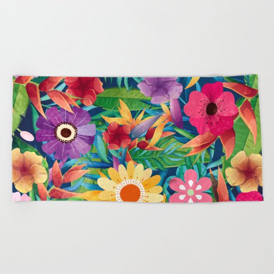 Summer Floral Dreams Beach Towel