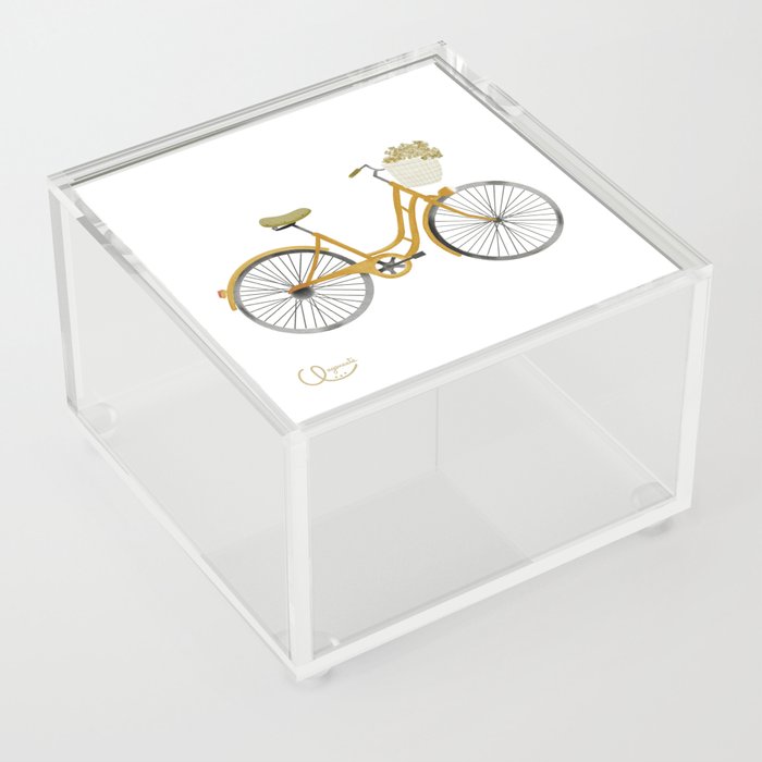 Yellow vintage bycicle Acrylic Box