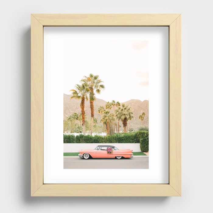 Classic Pink Car in Palm Springs Recessed Framed Print