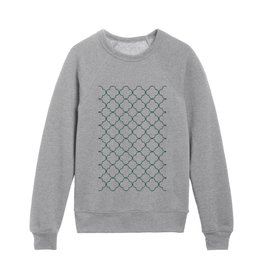 Quatrefoil (Dark Green & White Pattern) Kids Crewneck