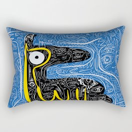 Black Llama Blue Street Art Graffiti Rectangular Pillow