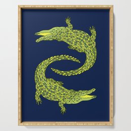 Crocodiles (Deep Navy and Green Palette) Serving Tray
