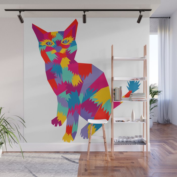 Colorful Cat Art Wall Mural