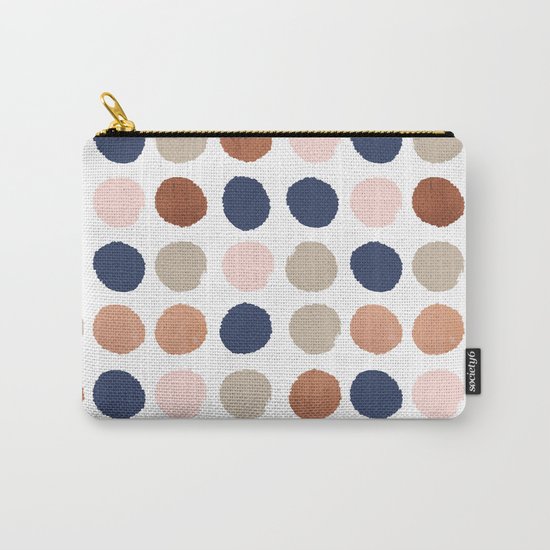 Rose Gold navy copper sparkle modern dots polka dots rosegold trendy pattern cell phone accessories Carry-All Pouch