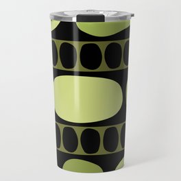 Tribal Art Rock Pattern Black Chartreuse Travel Mug