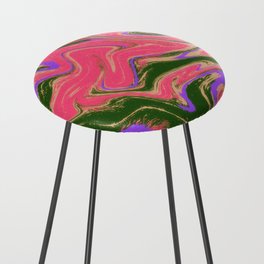 Pink and Green Wavy Grunge Counter Stool
