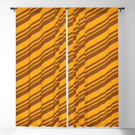 [ Thumbnail: Brown and Orange Colored Striped/Lined Pattern Blackout Curtain ]