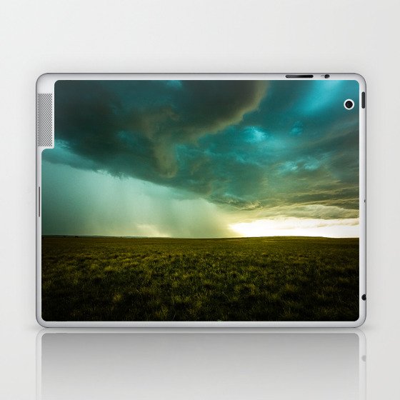 The Wilds of Nebraska - Thunderstorm Over Open Prairie on Late Summer Day in Nebraska Laptop & iPad Skin