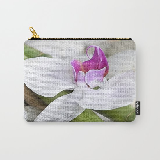 white Orchid flower and green Bamboo still life Carry-All Pouch