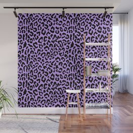 2000s leopard_black on purple Wall Mural