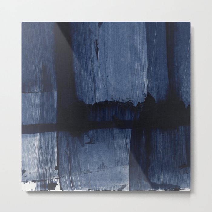 Navy Blue Abstract Painting EIGHT Metal Print
