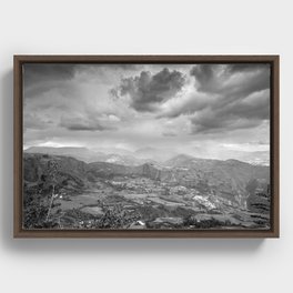 Dramatic Clouds in black and white Framed Canvas