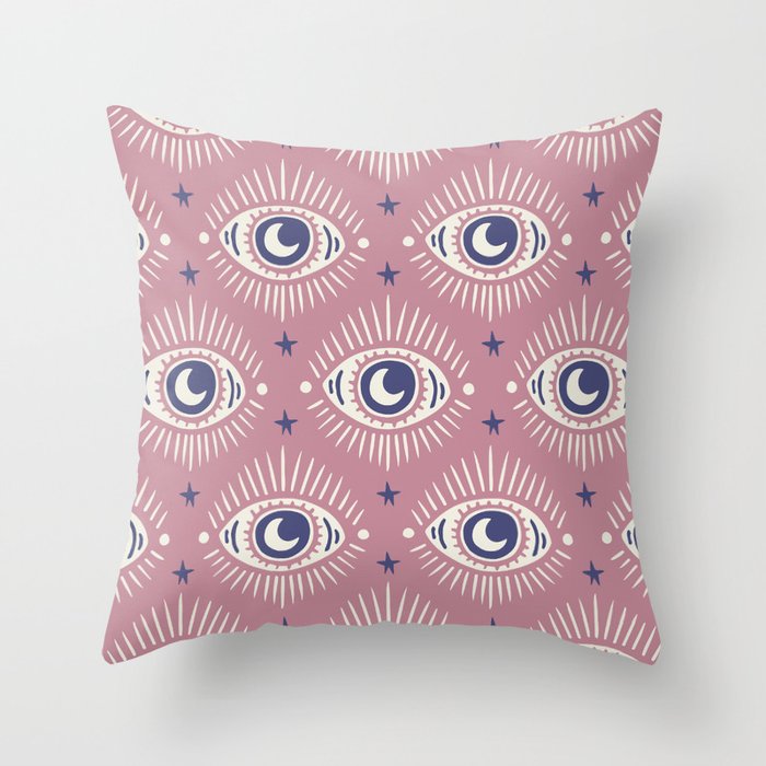 Talisman Mystical Eye Pink Throw Pillow