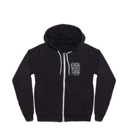 Black And White Ethno Style Pattern Zip Hoodie