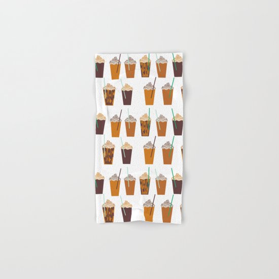 Pumpkin Spiced Latte fall autumn winter seasonal coffee drinks pattern Hand & Bath Towel