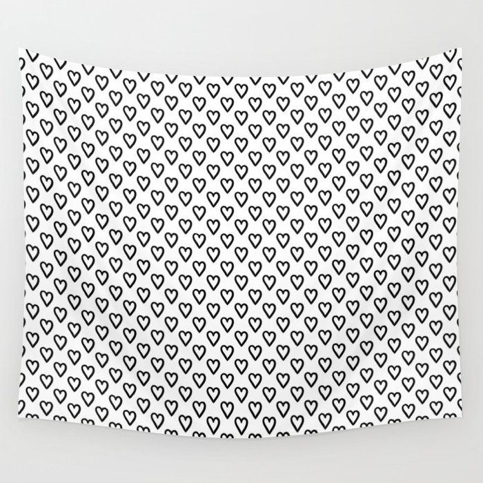 White and black hearts for Valentines day Wall Tapestry