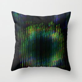 Digital green glitch Throw Pillow